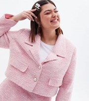New Look Too Cute for Words Curves Pink Crop Blazer